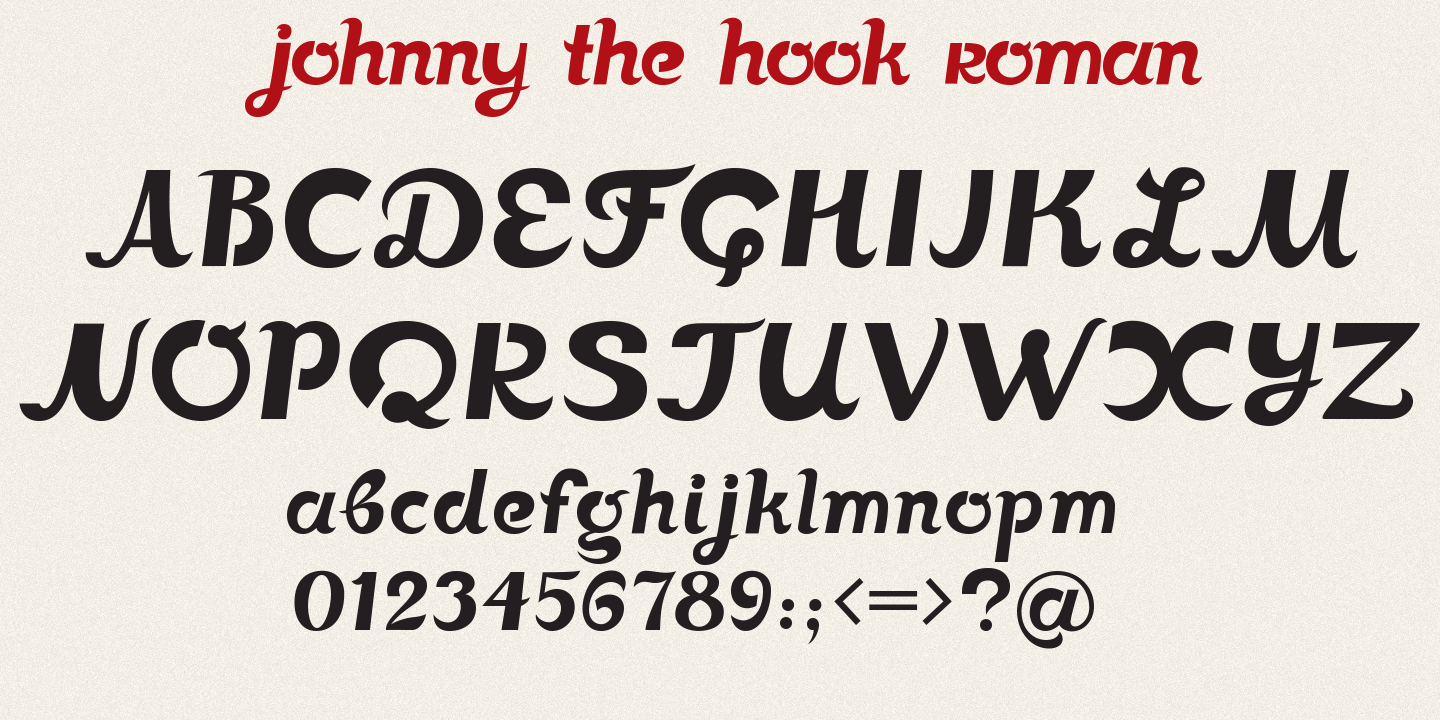 Пример шрифта Johnny The Hook Roman Regular